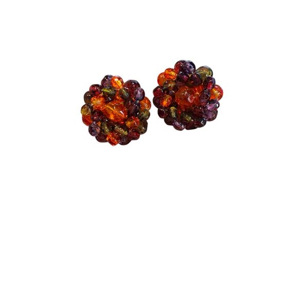 Joan Rivers Vintage Beaded Cluster Earrings - Picture 1 of 4